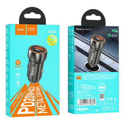 HOCO Z46A Blue whale PD20W+QC3.0 car charger metal Gray