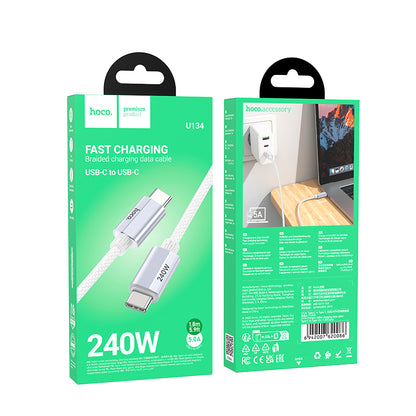 HOCO U134 Primero 240W charging data cable Type-C to Type-C(L=1.8M) gray