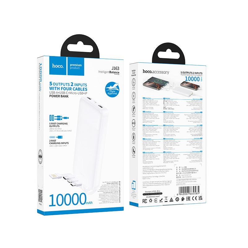 Hoco J163 10000mAh Fast Charge Power Bank - White
