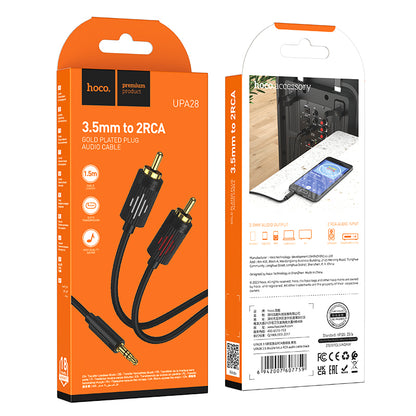 HOCO UPA28 3.5 double lotus RCA audio cable black