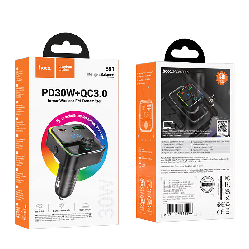 HOCO Car Transmitter PD30+QC3.0