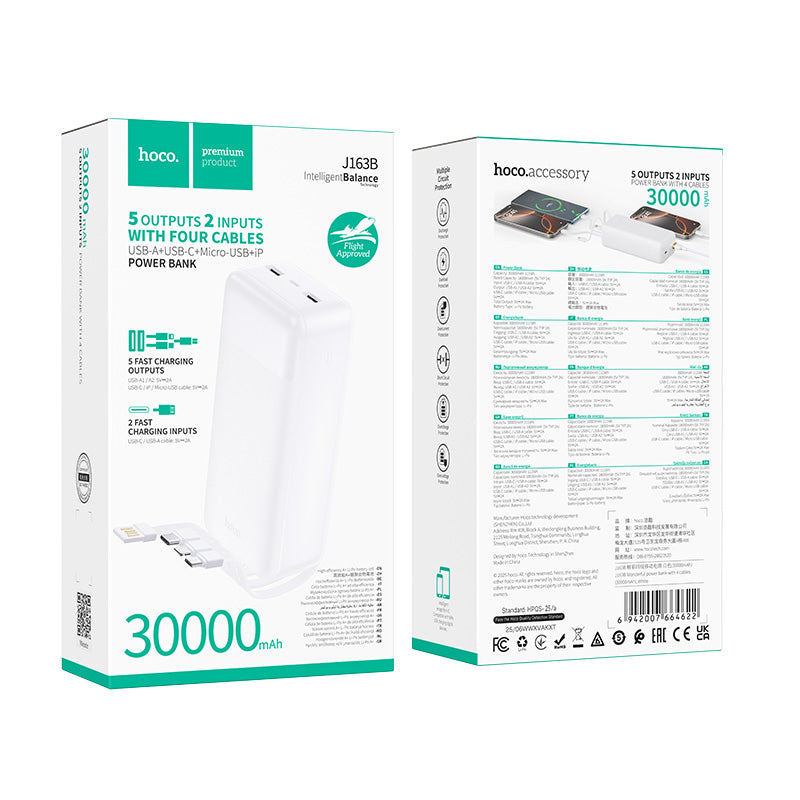 J163B Wonderful power bank with 4 cables (30000mAh)