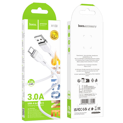 HOCO X109 Energy silicone charging data cable Type-C(L=1M) white