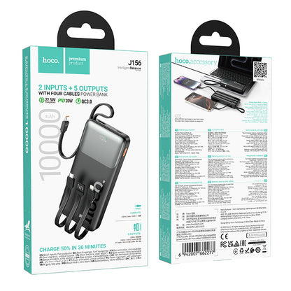Hoco J156 10000mAh Cables Power Bank - Black