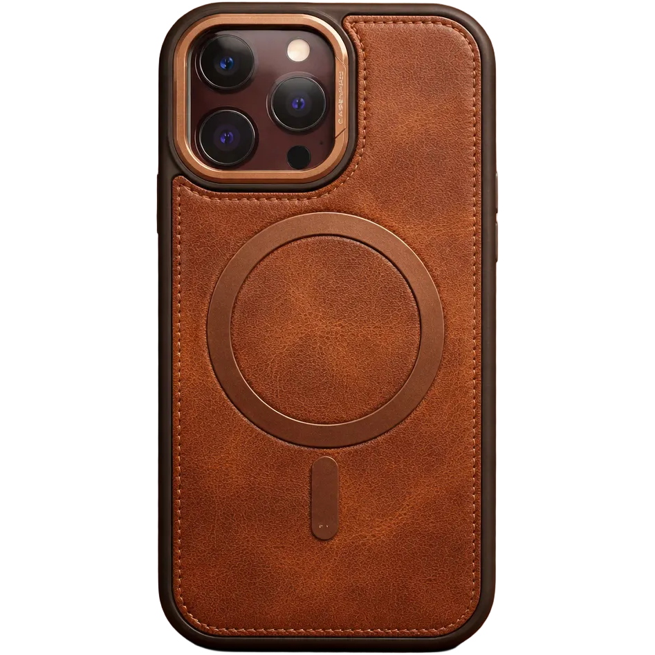 Phantom leather magsafe iphone 16 pro dark brown case