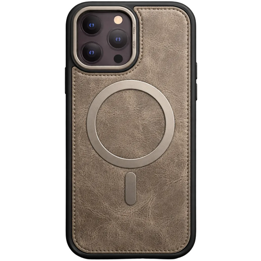 Phantom leather magsafe iphone 16 pro max grey case