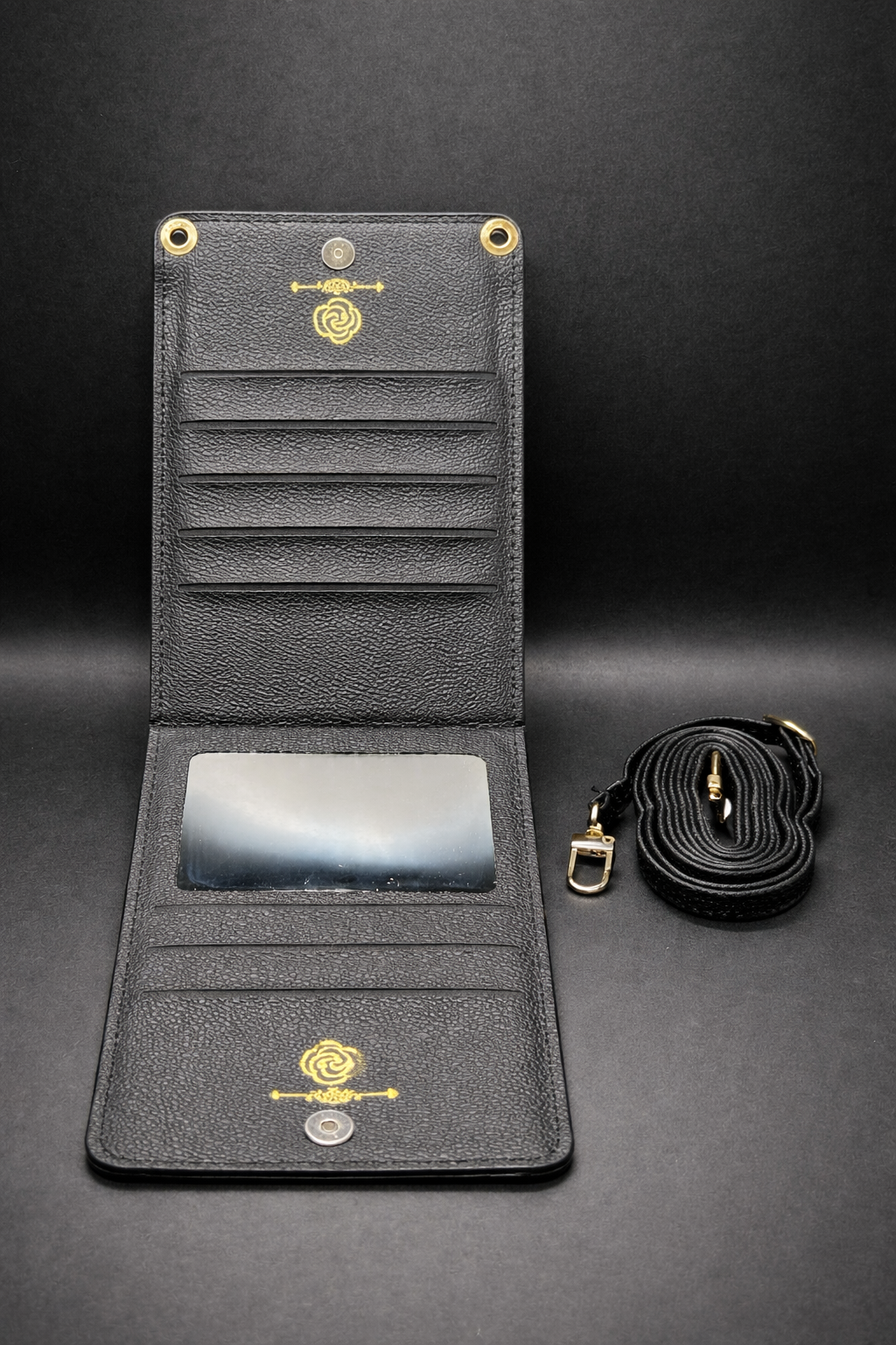 Black Phone Wallet With Strap