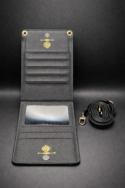 Black Phone Wallet With Strap