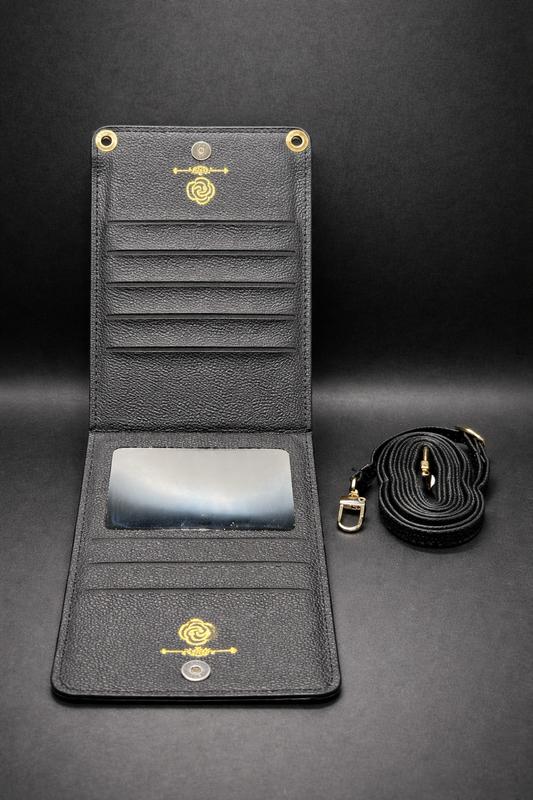 Black Phone Wallet With Strap