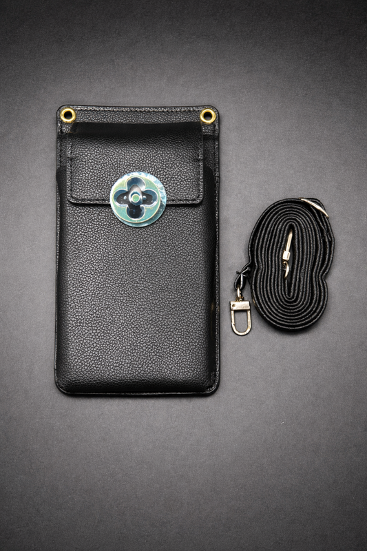 Black Phone Wallet With Strap