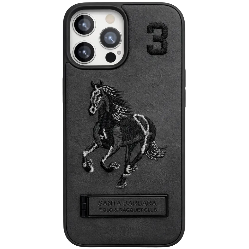 Stallion Leather Case for iPhone 13 Pro Max - Black & White Horse
