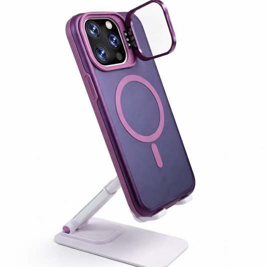 Dual Layer Camera Stand Case for iPhone 14 Pro Max - Purple