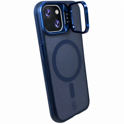 Dual Layer Camera Stand Case for iPhone 15 - Navy Blue