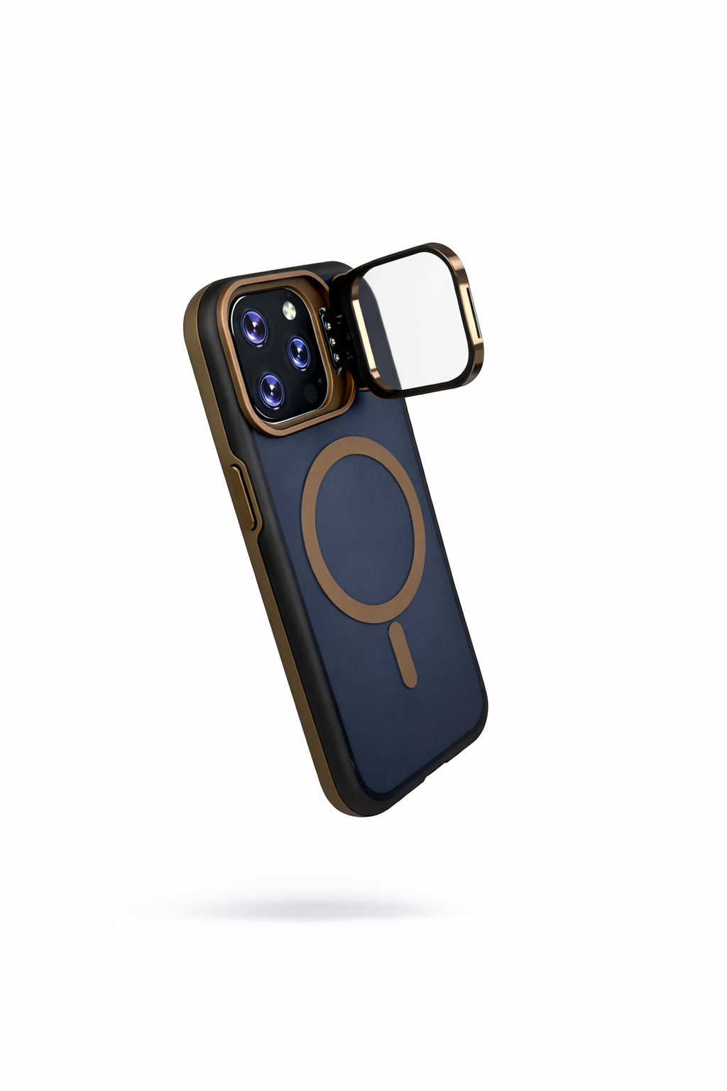 Dual Layer Camera Stand Case for iPhone 15 Pro Max- Golden
