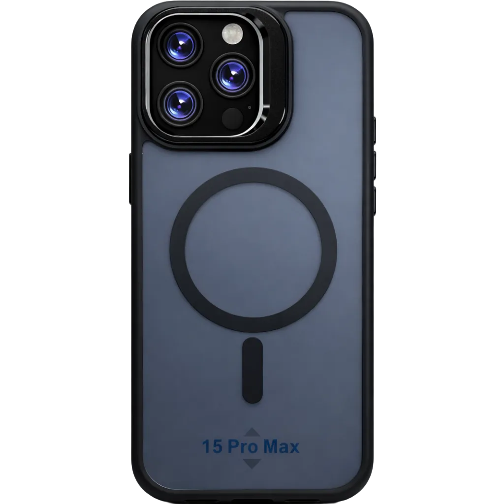 Dual Layer Camera Stand Case for iPhone 15 Pro Max - Navy Blue