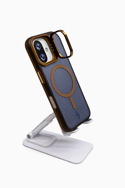 Dual Layer Camera Stand Case for iPhone 16 - Gold