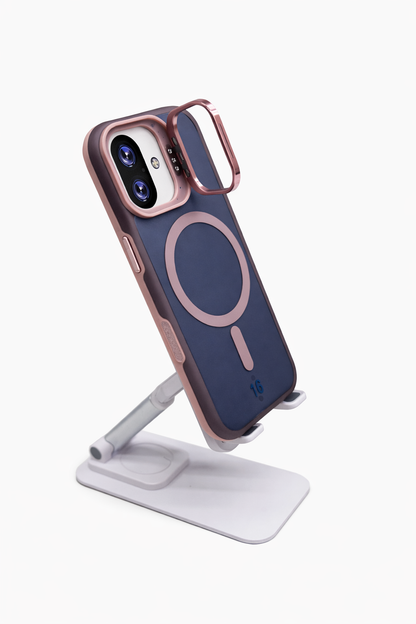 Dual Layer Camera Stand Case for iPhone 16 - Pink