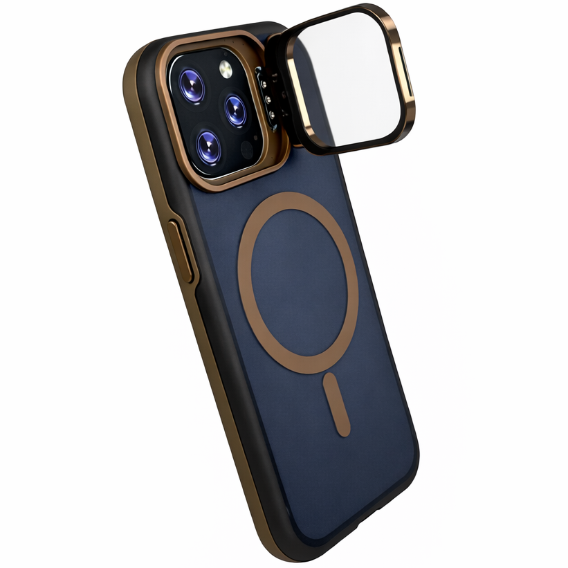 Dual Layer Camera Stand Case for iPhone 16 Pro Max - Gold