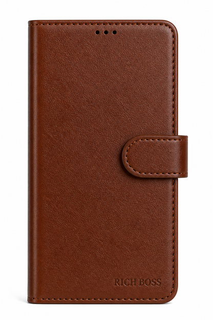 RichBoss Leather Folio Case for Samsung Galaxy S23 - Brown/Grey