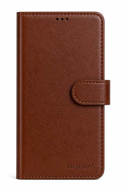 RichBoss Leather Folio Case for Samsung Galaxy S23 - Brown/Grey