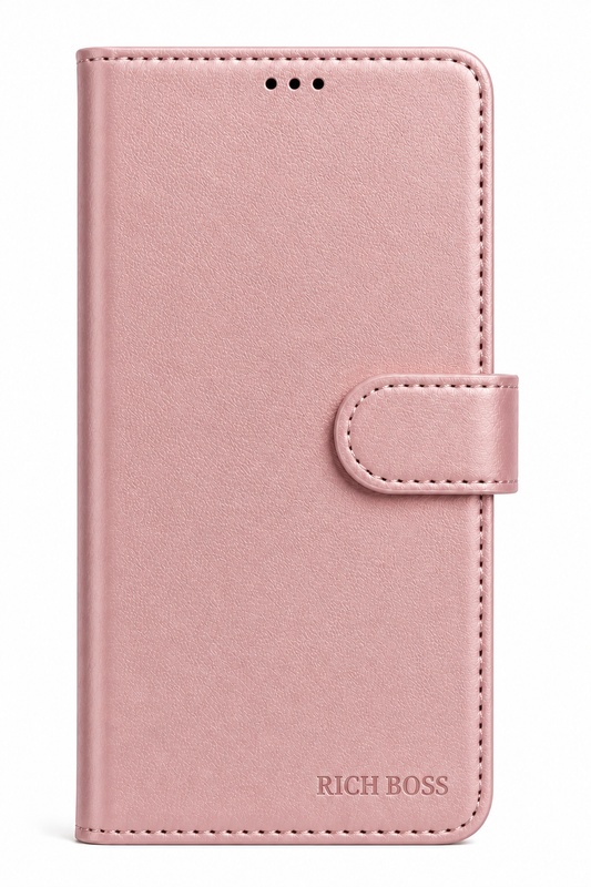 RichBoss Leather Folio Case for Samsung Galaxy S24 FE - Pink