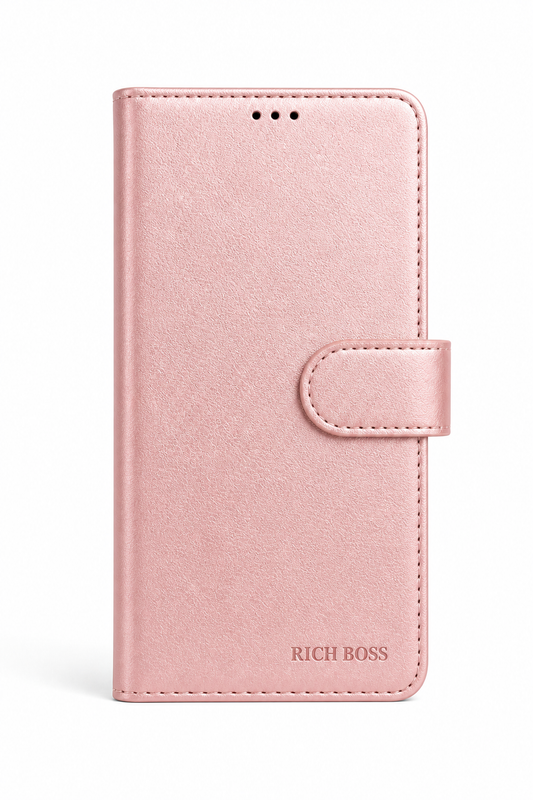 RichBoss Leather Folio Case for Samsung Galaxy S25 FE - Pink