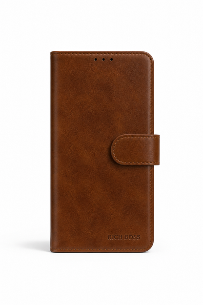 RichBoss Leather Folio Case for iPhone 12 Pro - Brown