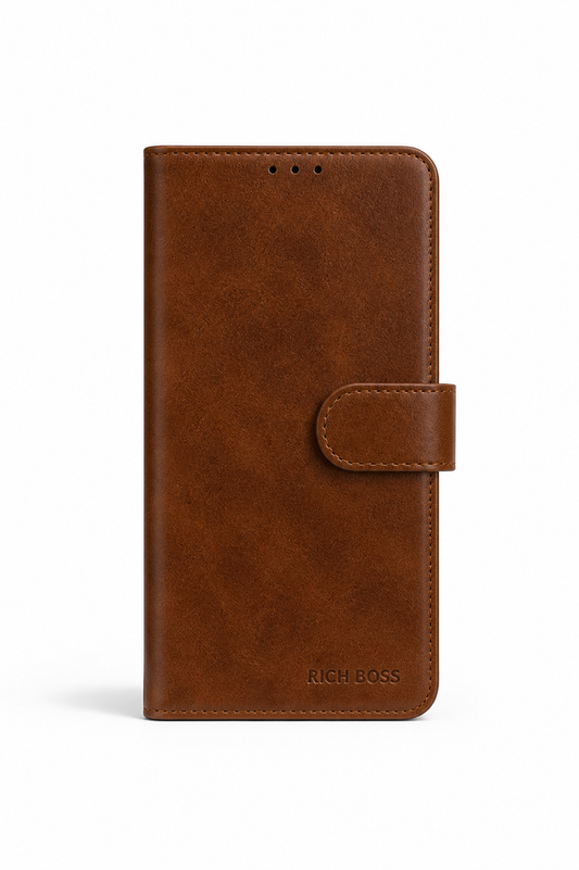 RichBoss Leather Folio Case for iPhone 12 Pro - Brown