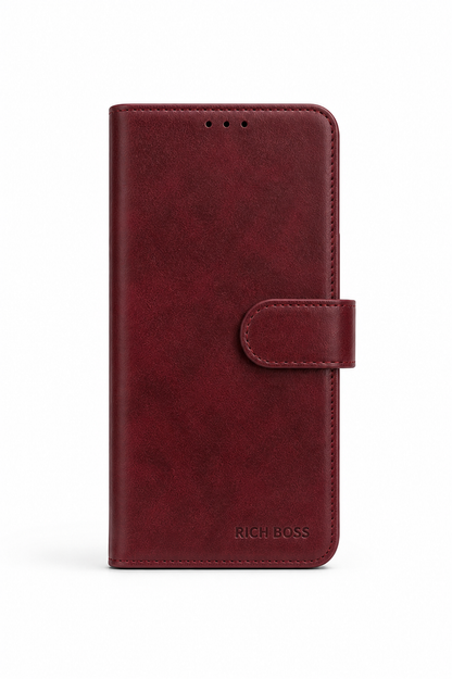 RichBoss Leather Folio Case for iPhone 12 Pro - Burgundy