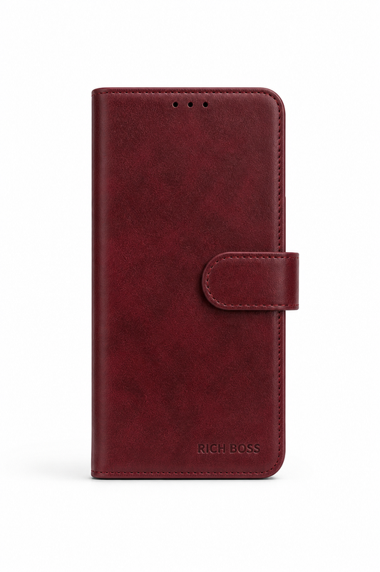 RichBoss Leather Folio Case for iPhone 12 Pro - Burgundy