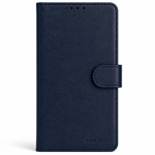 RichBoss Leather Folio Case for iPhone 12 Pro Max - Blue/Burgundy