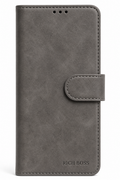 RichBoss Leather Folio Case for iPhone 14 Pro - Grey