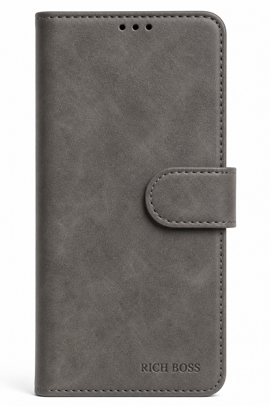 RichBoss Leather Folio Case for iPhone 14 Pro - Grey