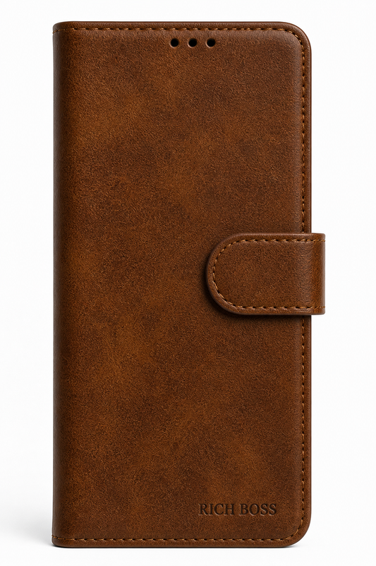 RichBoss Leather Folio Case for iPhone 14 Pro Max - Brown