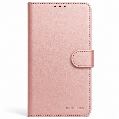 RichBoss Leather Folio Case for iPhone 15 - Pink/Burgundy