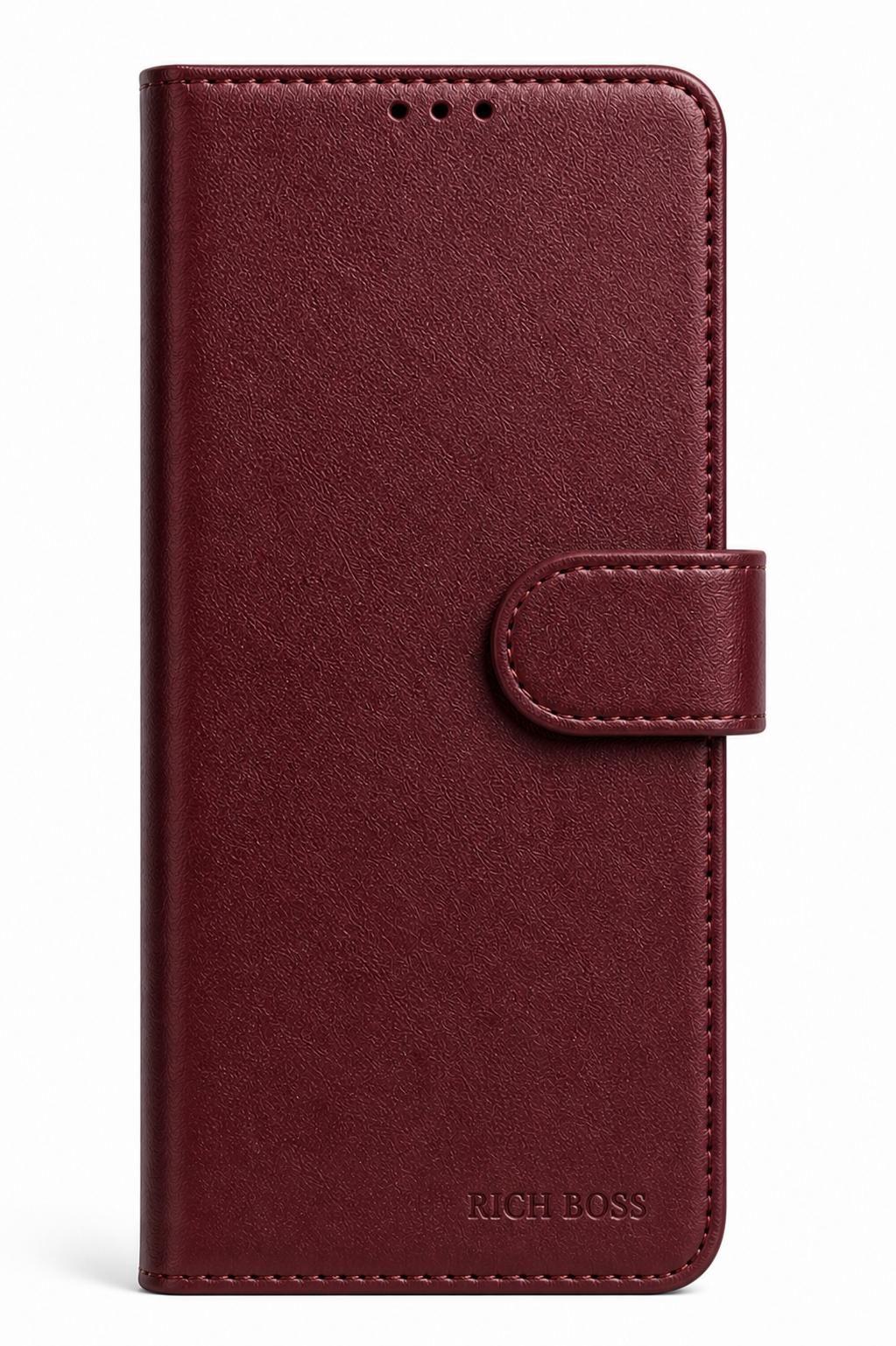 RichBoss Leather Folio Case for iPhone 15 Pro Max - Burgundy