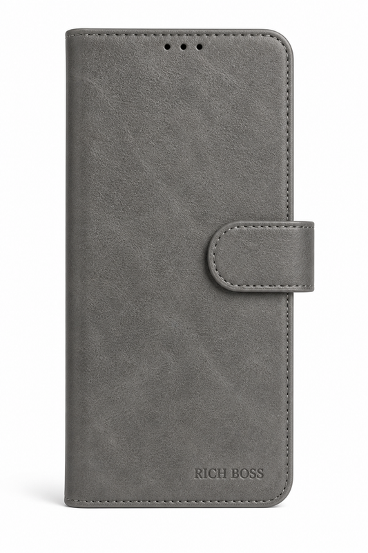 RichBoss Leather Folio Case for iPhone 15 Pro Max - Grey