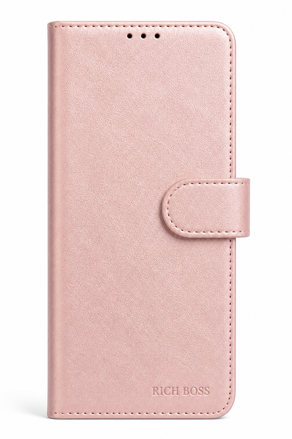 RichBoss Leather Folio Case for iPhone 15 Pro Max - Pink