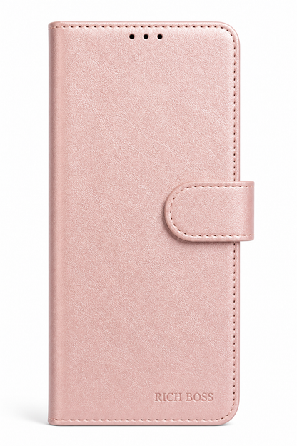 RichBoss Leather Folio Case for iPhone 15 Pro Max - Pink