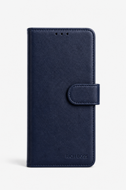 RichBoss Leather Folio Case for iPhone 16 - Blue