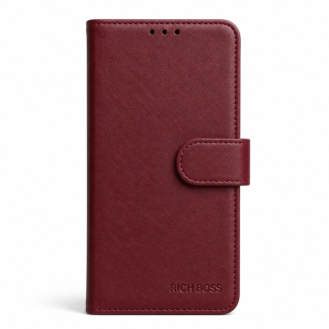 RichBoss Leather Folio Case for iPhone 16 - Burgundy