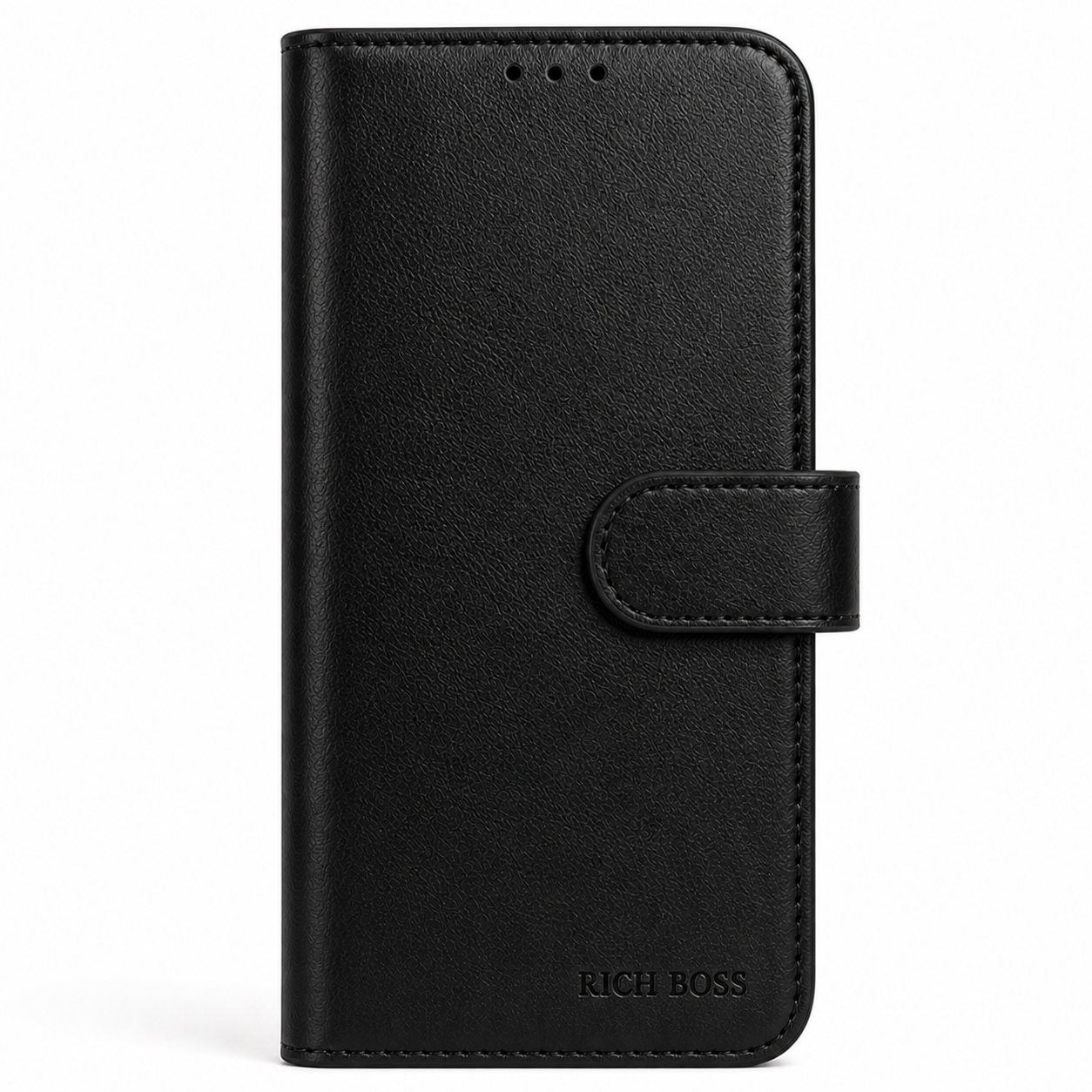 RichBoss Leather Folio Case for iPhone 16 Plus - Black