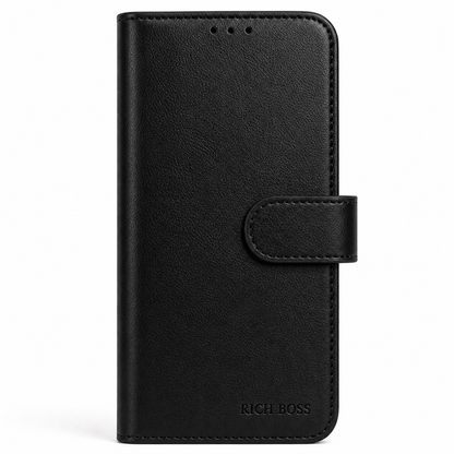 RichBoss Leather Folio Case for iPhone 16 Plus - Black