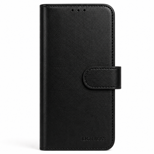 RichBoss Leather Folio Case for iPhone 16 Plus - Black