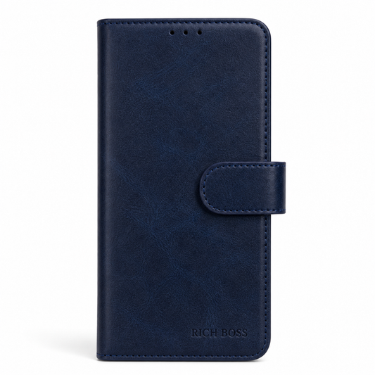 RichBoss Leather Folio Case for iPhone 16 Plus - Blue
