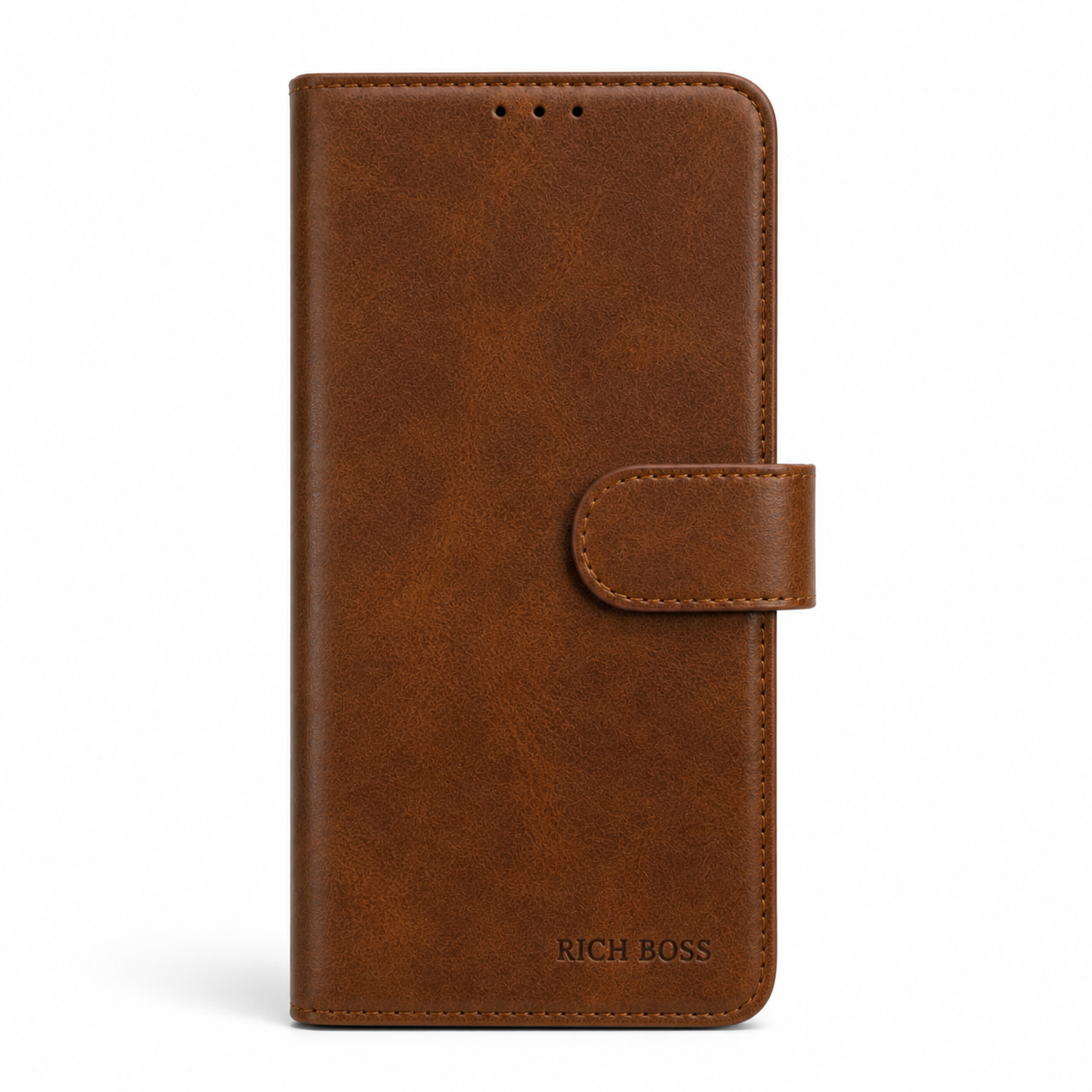 RichBoss Leather Folio Case for iPhone 16 Plus - Brown