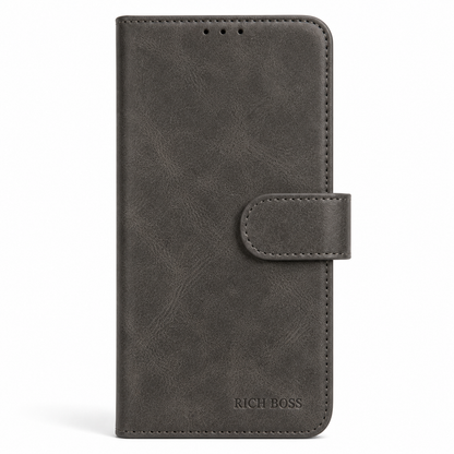 RichBoss Leather Folio Case for iPhone 16 Plus - Grey