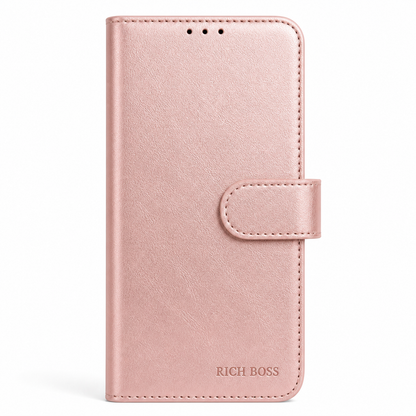 RichBoss Leather Folio Case for iPhone 16 Plus - Pink