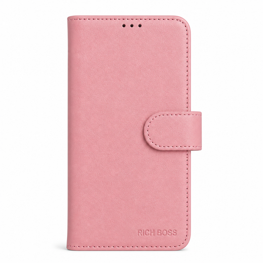 RichBoss Leather Folio Case for iPhone 16 Pro Max - Pink