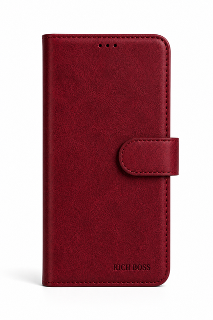 RichBoss Leather Folio Case for iPhone 17 Pro Max - Burgundy